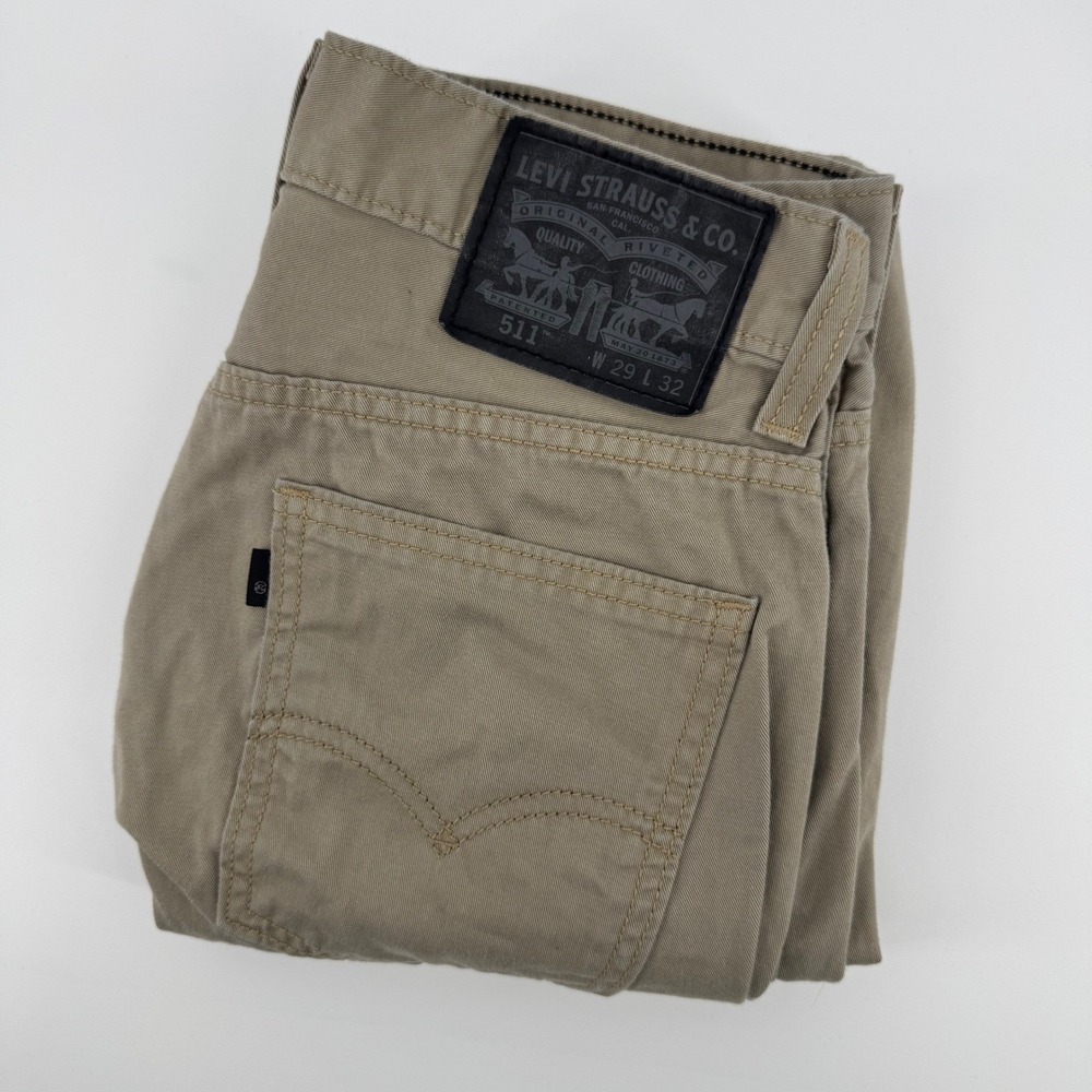 Levi's 511 Slim Fit Pants Mens 29x32 Khaki Tan Cotton Twill Chino 5-Pocket